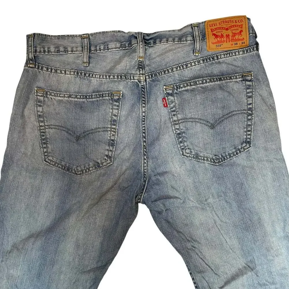 Levi’s 559 Relaxed Straight Jeans Mens 38x34 Light Wash Denim